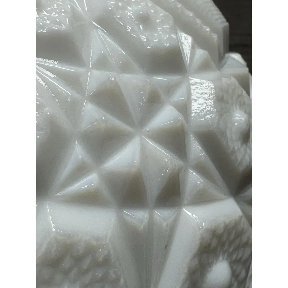 Vintage McKee Glass Company Milk White Glass Toltec Design Footed Glass Bowl